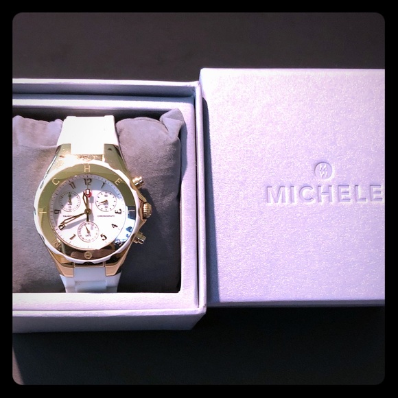 Michele Accessories - Michele Tahitian Jelly Bean Watch, white band
